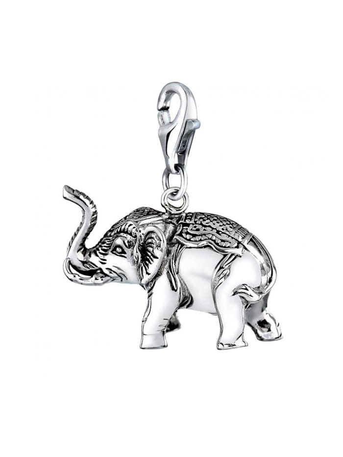 Charm Anhänger Elefant Groß Tier Reise 925 Silber