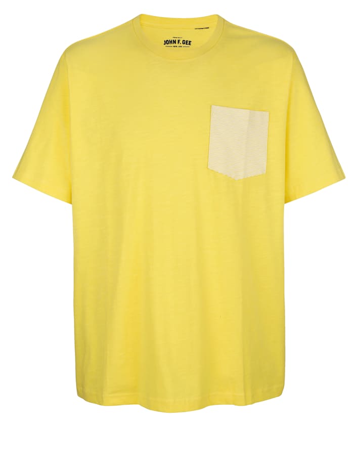 John F. Gee T-Shirt aus reiner Baumwolle, Sonnengelb