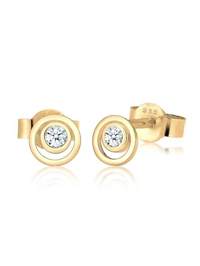 Elli DIAMONDS Ohrringe Kreis Layer Diamant Hochwertig 585 Gelbgold, Gold