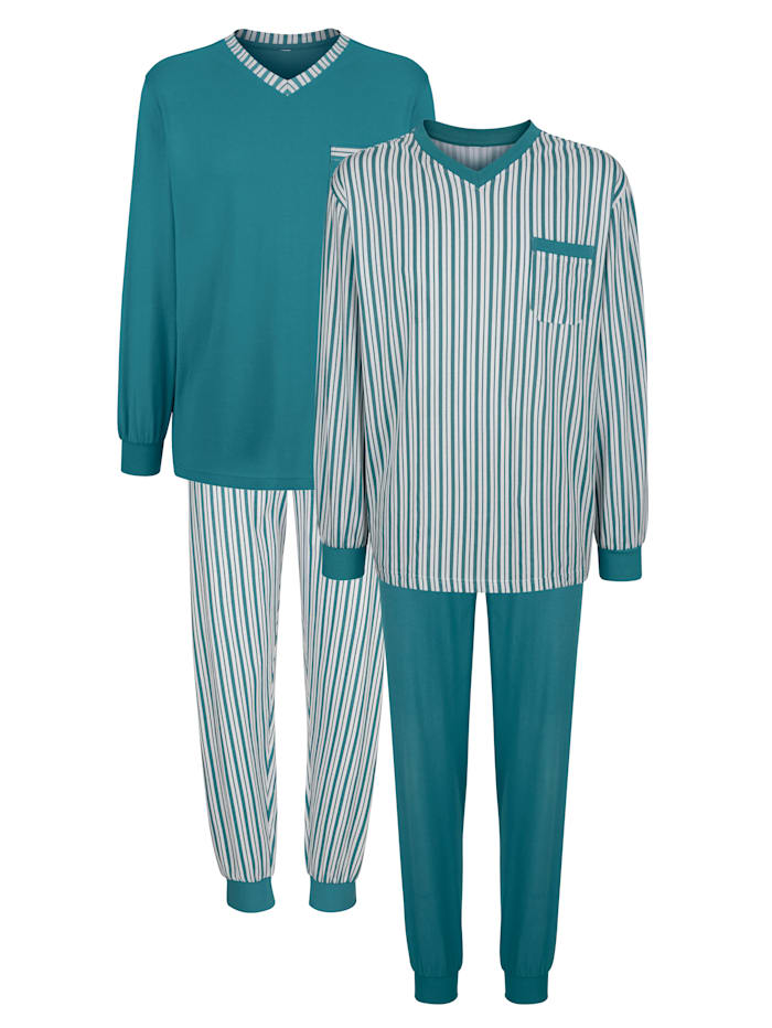 Pyjamas, Turquoise/Blanc