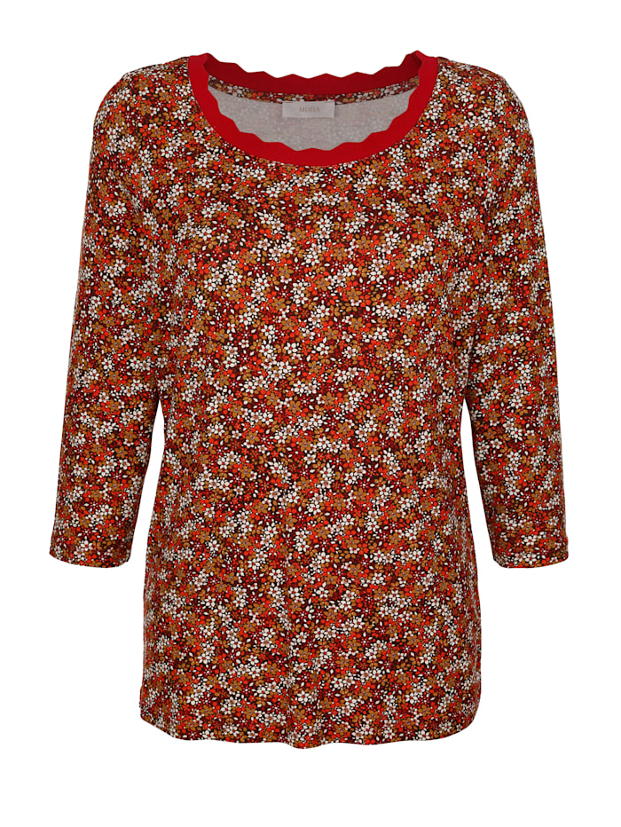 MONA Shirt met bloemenprint, rood/bruin/oranje