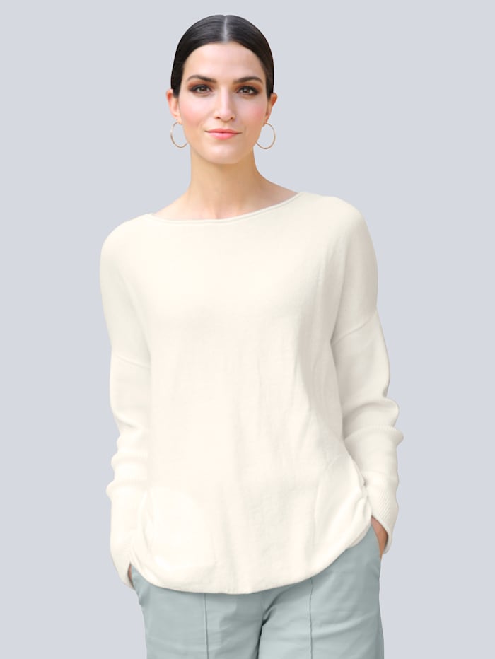 Alba Moda Pullover mit lässiger Tasche im Vorderteil, Off-white