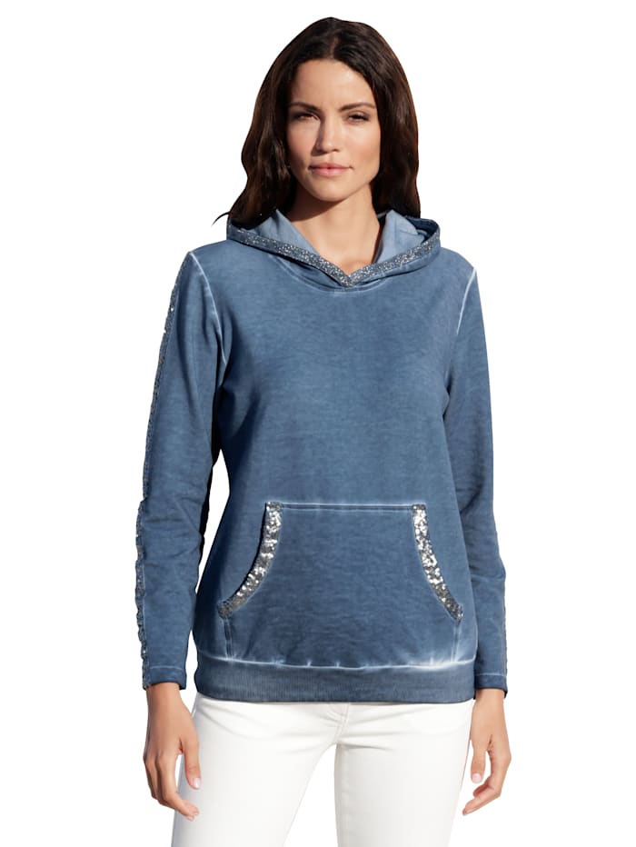 AMY VERMONT Sweatshirt met pailletten, Jeansblauw