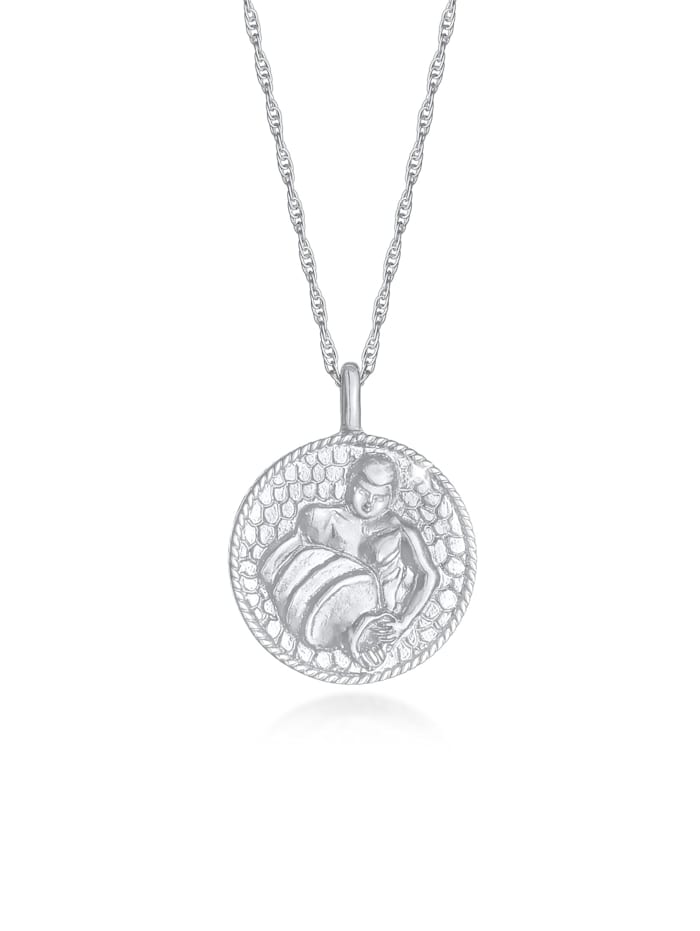 Elli Halskette Sternzeichen Wassermann Münze 925 Silber, Silber