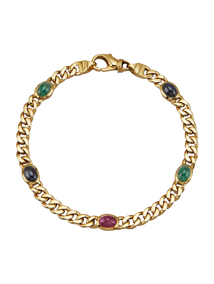 Amara Pierres colorées Bracelet maille gourmette avec pierres fantaisie de couleur, Multicolore