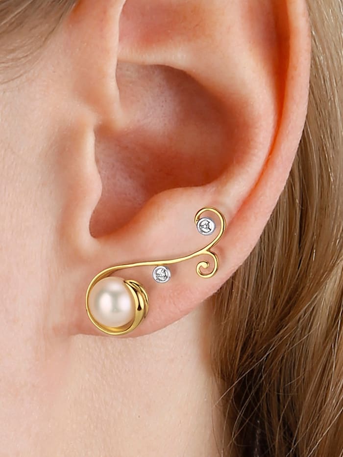 Boucles d'oreilles serties de perles de culture d'eau douce