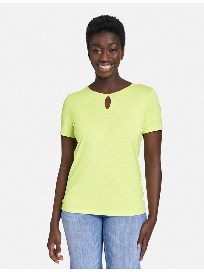 Gerry Weber T-Shirt mit geknöpftem Tropfenauschnitt, Light Lime