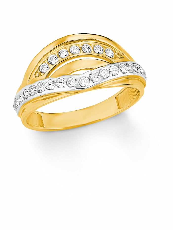 amor Ring Ring für Damen, Gold 333, Zirkonia (synth.), Bicolor