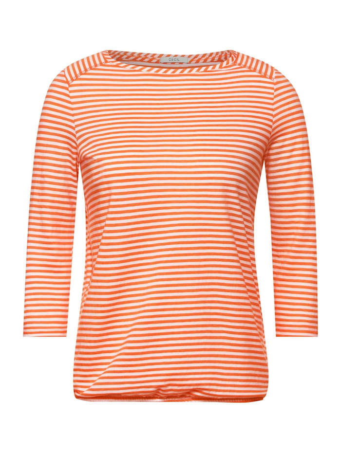 Cecil Basic Streifen Shirt, simply orange