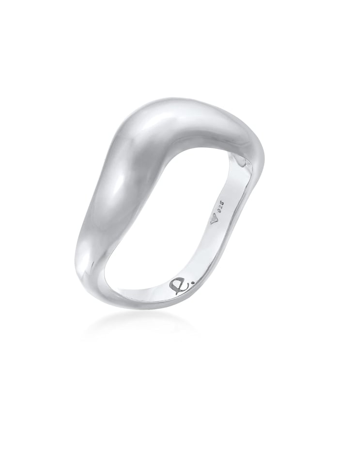 Elli Premium Ring Organic Wellen Trend 925 Silber, Silber