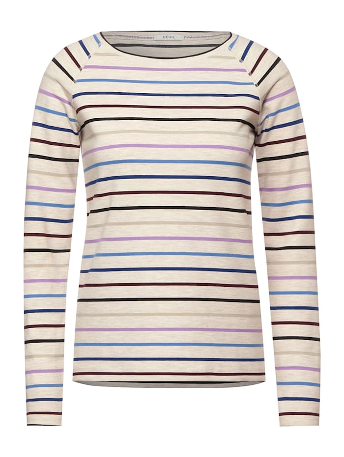 Cecil Shirt mit Streifen Muster, birch white melange