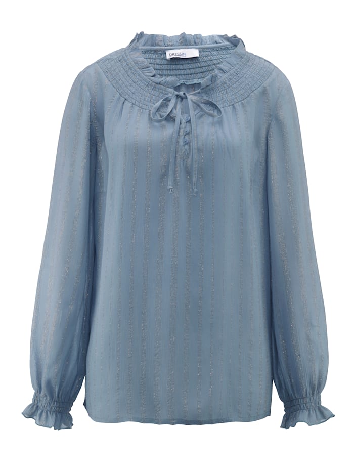 Dress In Bluse mit metallisiertem Garn, Hellblau