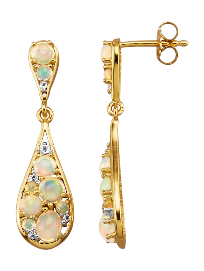 Ohrringe mit Opal und Topas in Silber 925, Gelbgoldfarben