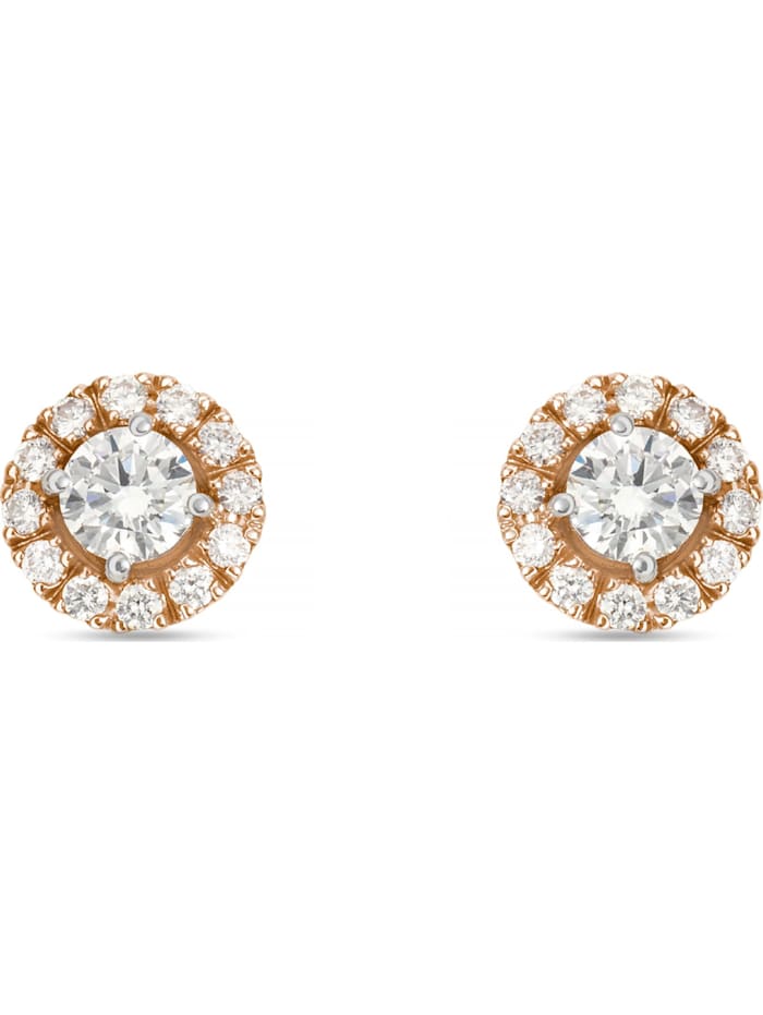 CHRIST C-Collection Damen-Ohrstecker 585er Weißgold, 585er Roségold 2 Diamant, bicolor