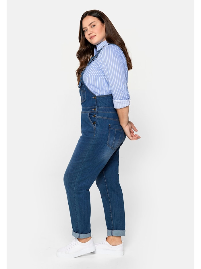 Jeans-Latzhose in Latzform aus elastischem Baumwollmix
