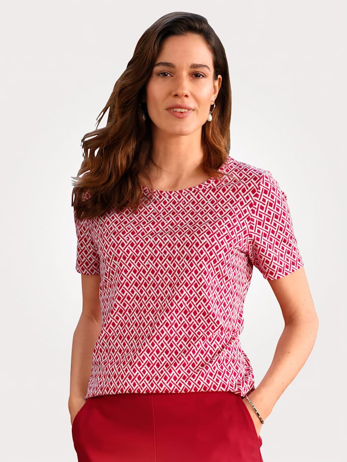 MONA Top with a graphic print, Red/White
