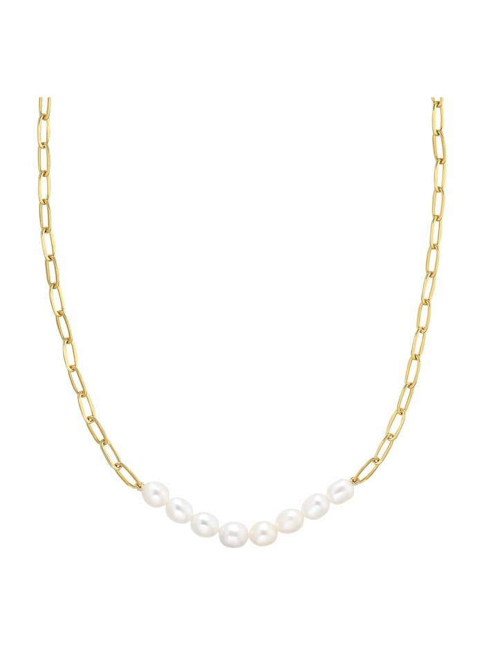 Halskette für Damen, Sterling Silber 925 vergoldet, Perle