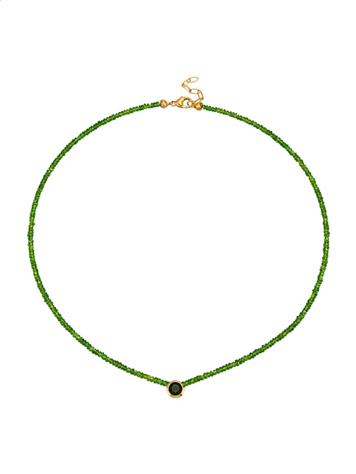 Diemer Farbstein Halskette mit Chromdiopsid, Grün