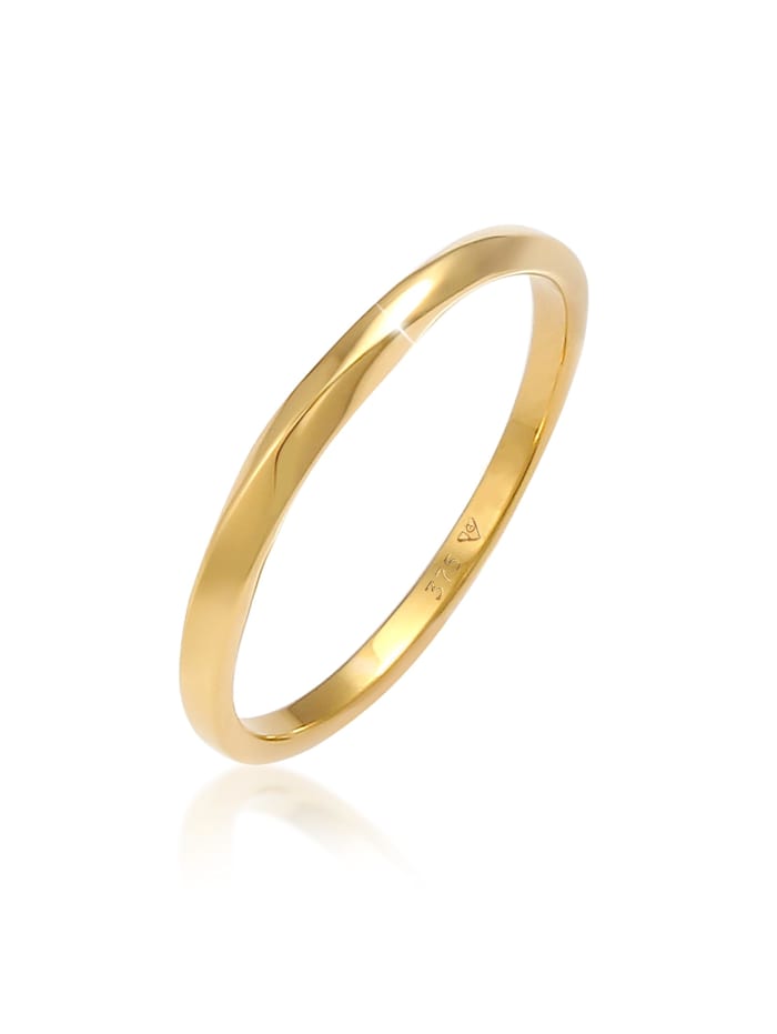 Elli Premium Ring Basic Bandring Twist Gedreht Trend 375 Gelbgold, Gold