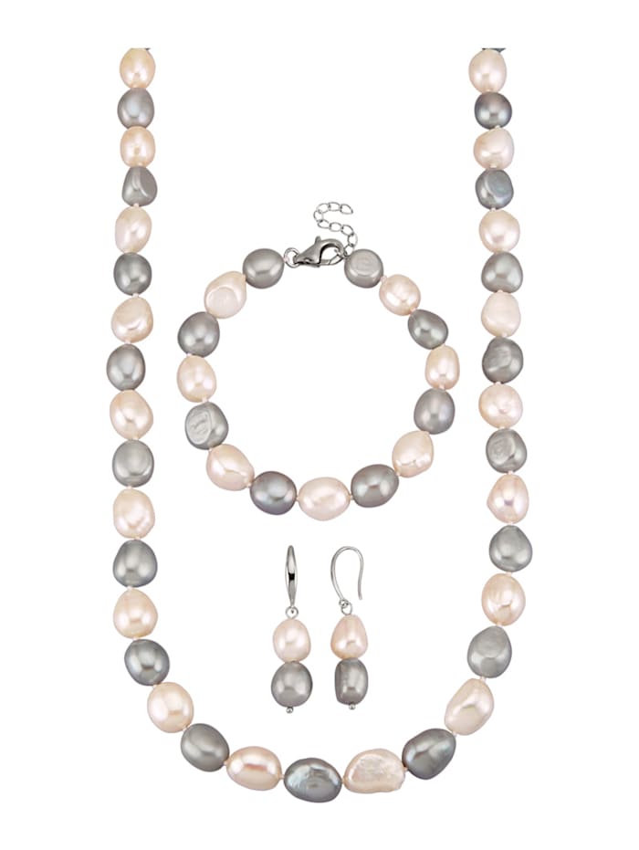 Amara Perles Parure bijoux 3 pièces en perles de culture d'eau douce, Blanc