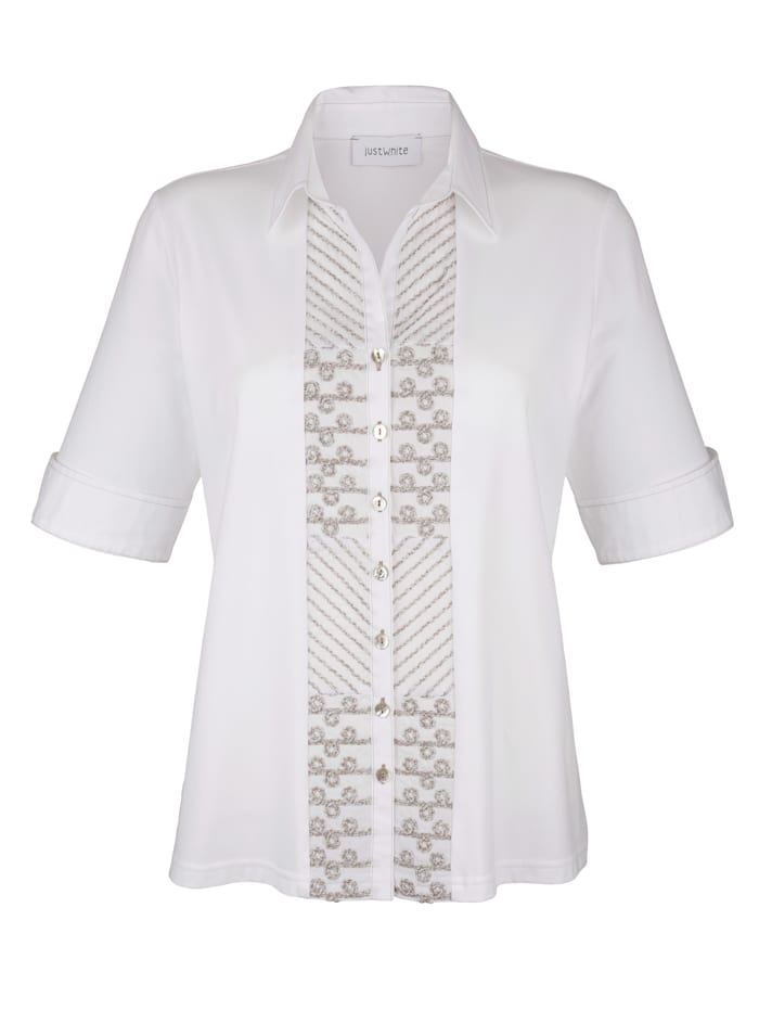 Jersey blouse met trendy borduursel