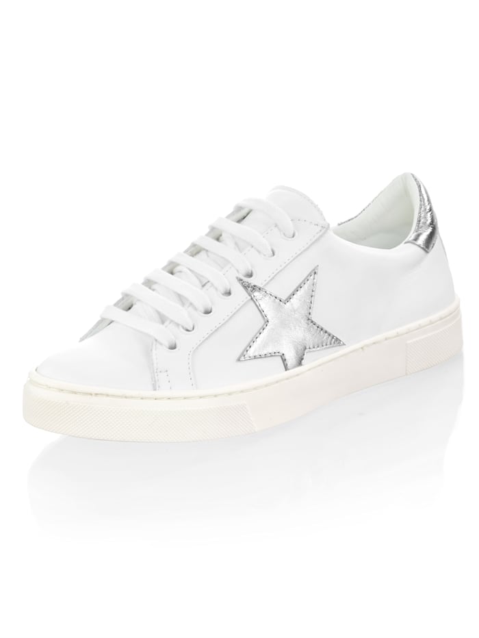 Alba Moda Sneaker mit Stern-Applikation, Weiß/Silberfarben