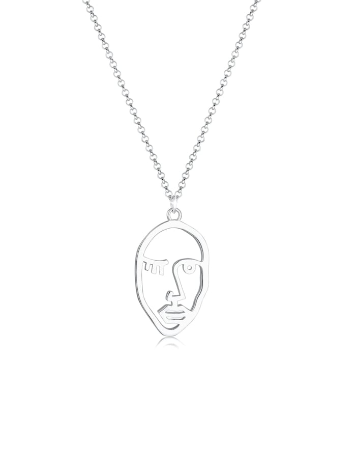 Elli Halskette Erbskette Twinkle Face Design Anhänger 925 Silber, Silber
