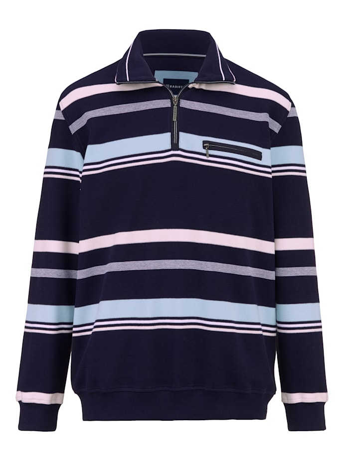BABISTA Sweatshirt mit Streifendessin rundum, Marineblau/Rosé