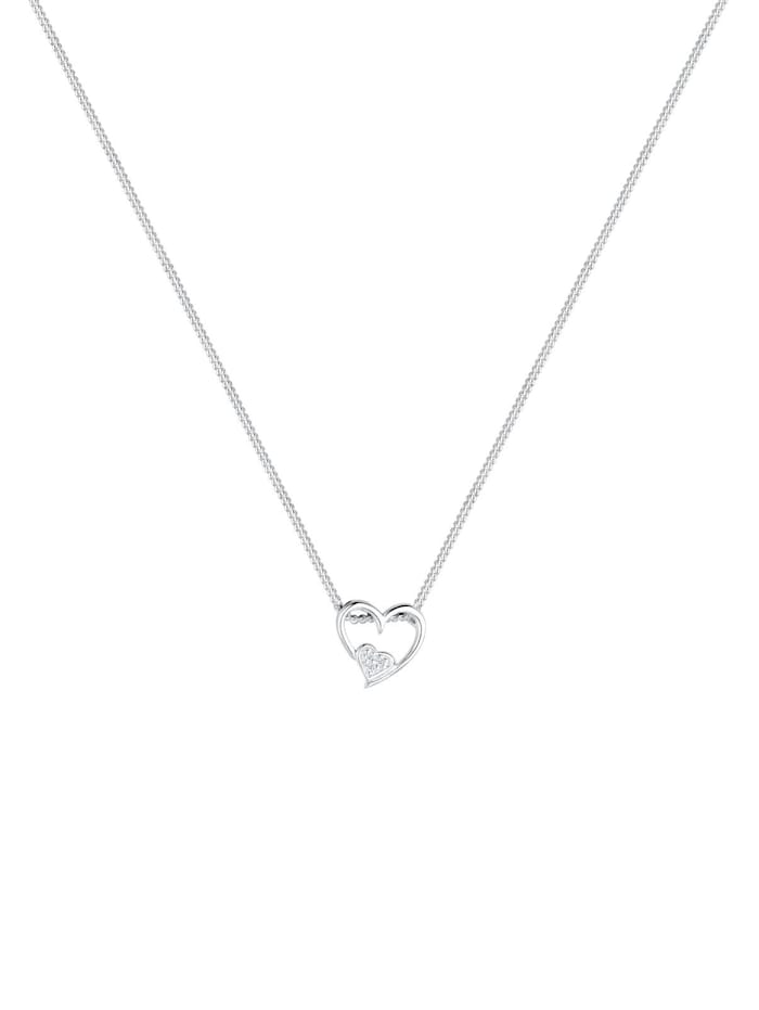 Halskette Herz Liebe Diamant (0.015 Ct.) 925 Sterling Silber