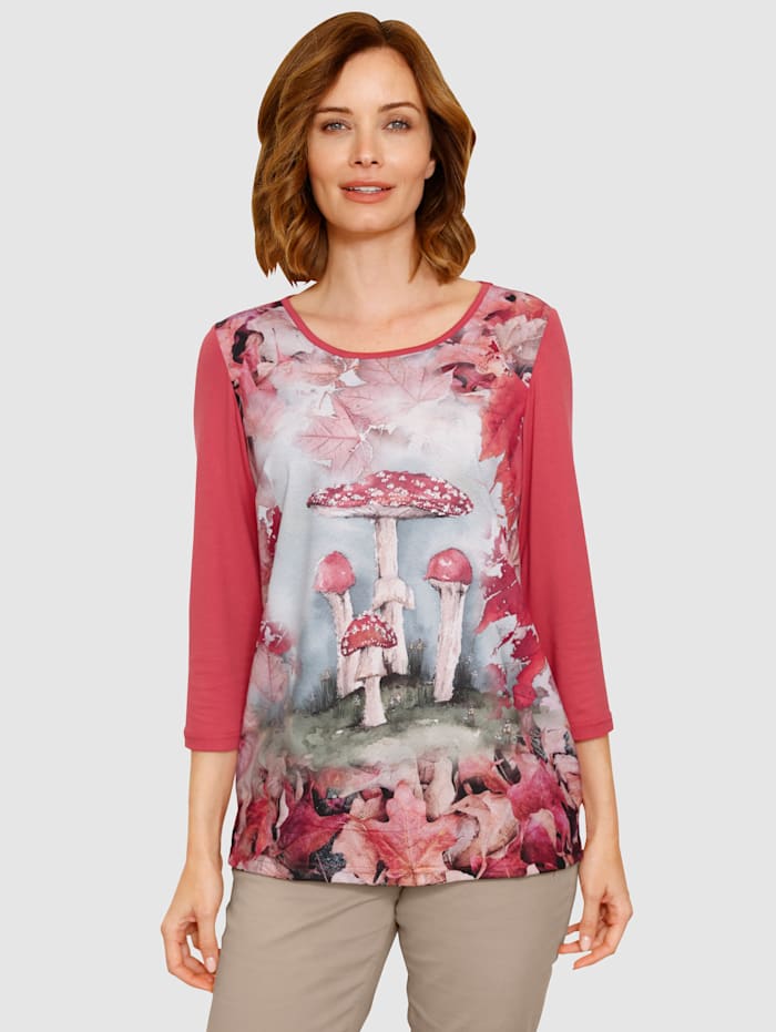 Paola Shirt mit Pilz-Aquarellmotiv, Terracotta