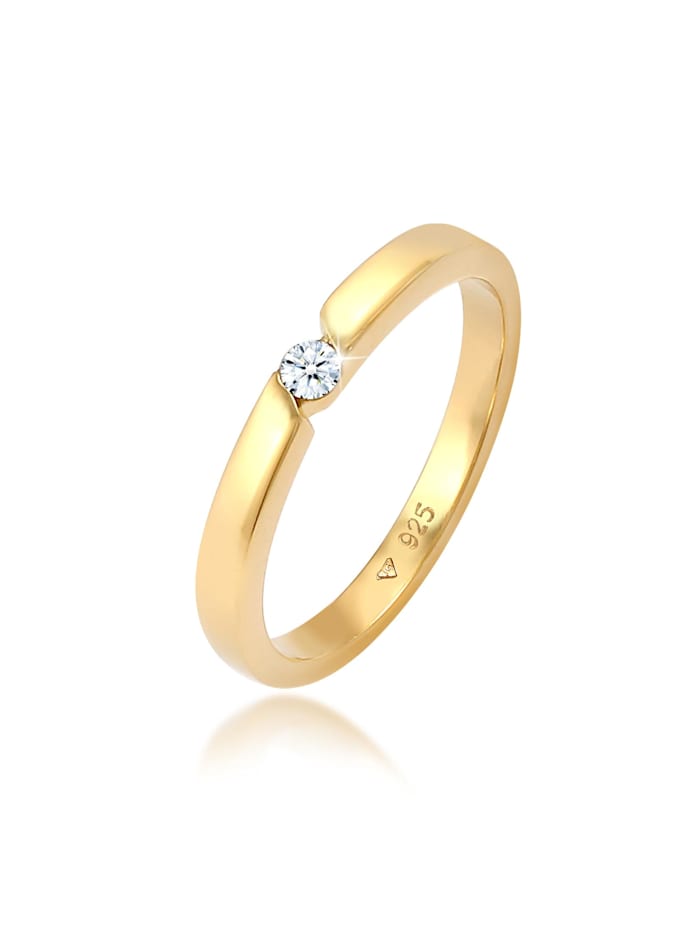 Elli DIAMONDS Ring Verlobungsring Diamant (0.06 Ct.) 925 Silber, Gold