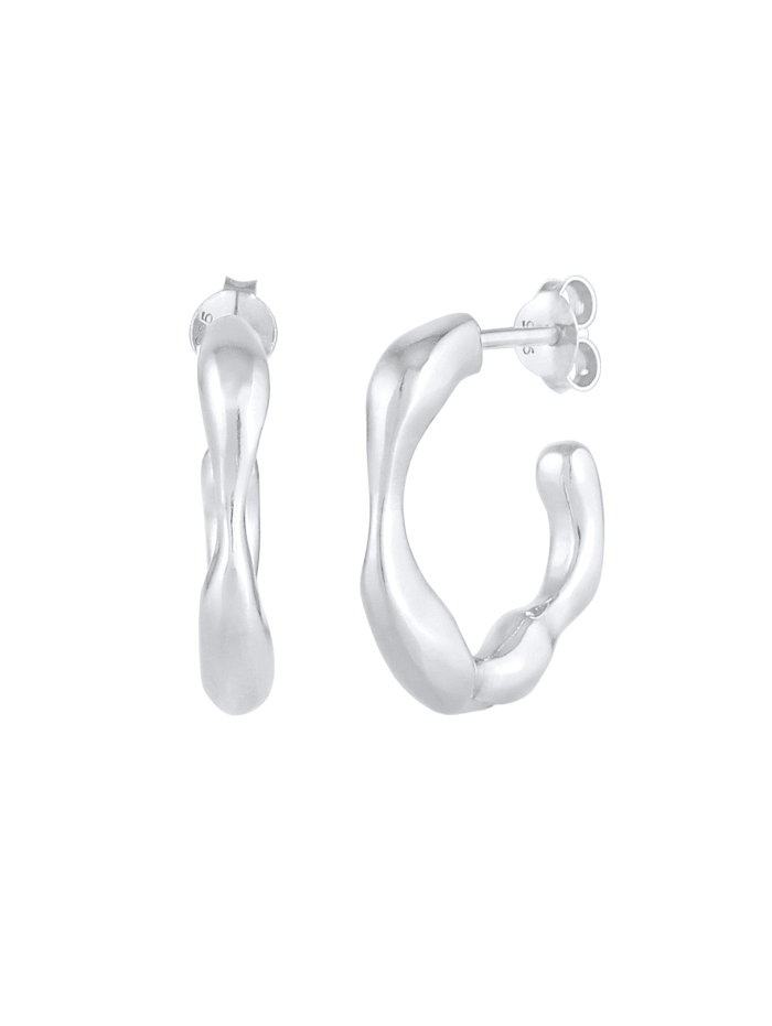 Ohrringe Creolen Ohrhänger Organische Struktur 925 Silber
