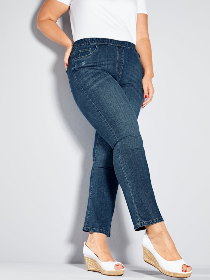 MIAMODA Jeans in trendy enkellang model, Dark blue