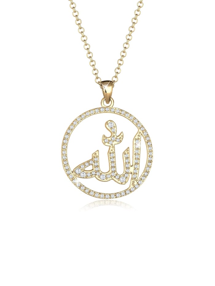 Elli Halskette Schriftzeichen Symbol Kristalle Silber, Gold