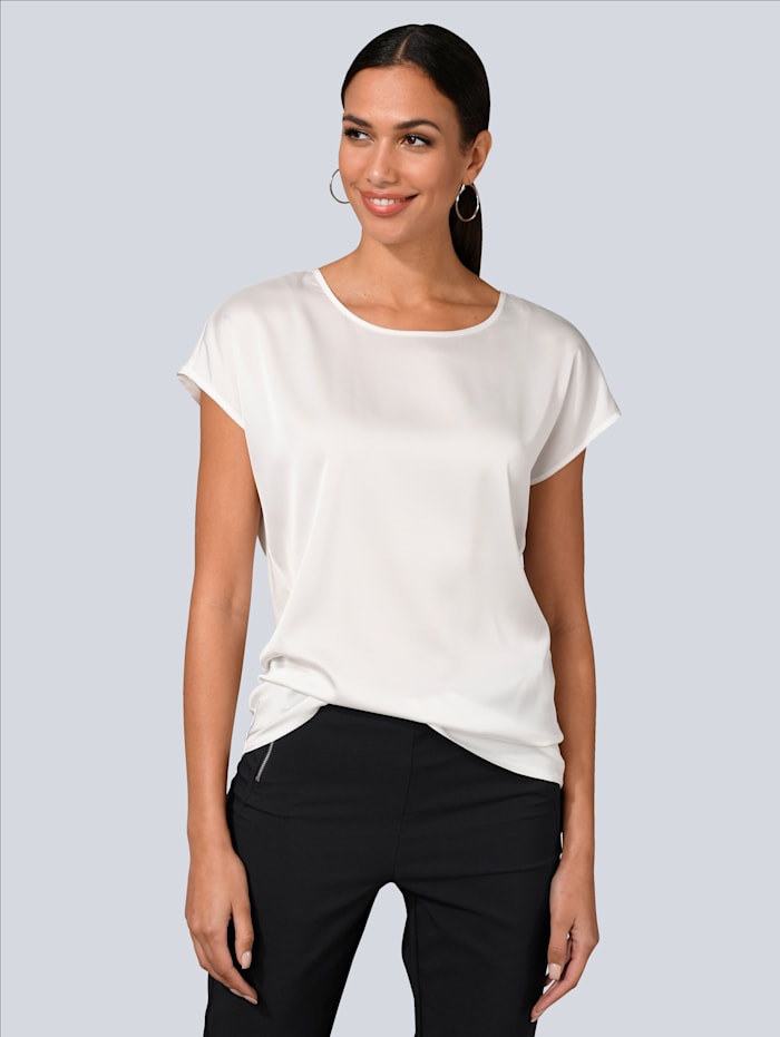 Alba Moda Shirt mit softem Jersey-Rücken, Creme-Weiß