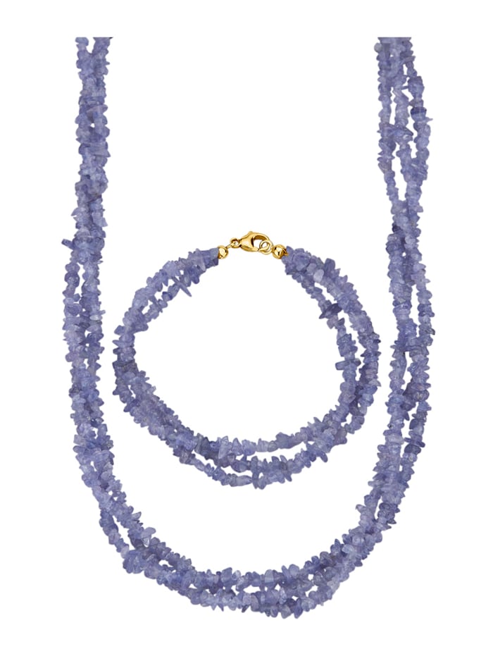 Amara Pierres colorées Parure de bijoux 2 pièces avec éclats de tanzanite, Lilas