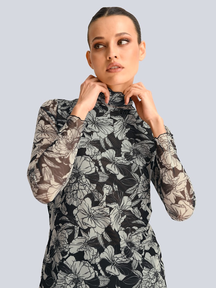 Mesh-Shirt mit floralem Print