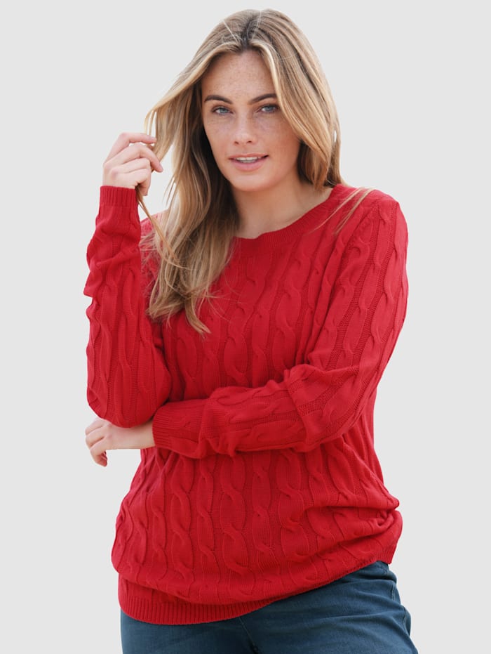 basically you Pullover mit Strickmuster, Rot