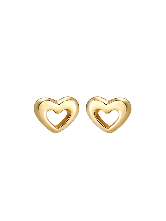 Ohrringe Stecker Herz Liebe Symbol Fein 585Er Gelbgold