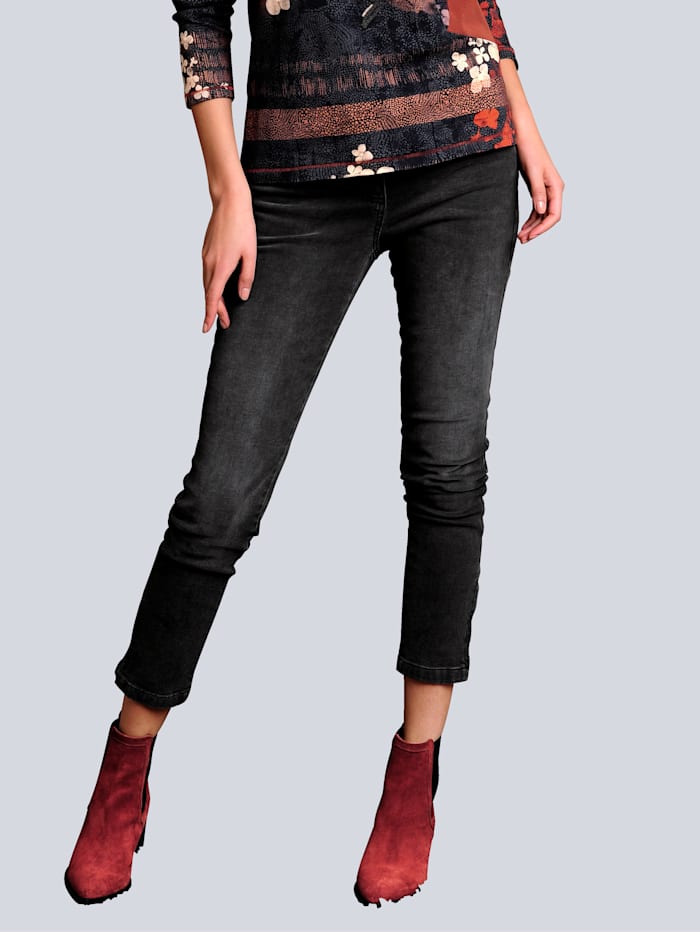 Alba Moda Jeans mit Steinchenverzierung auf den Gesäßtaschen, Anthrazit