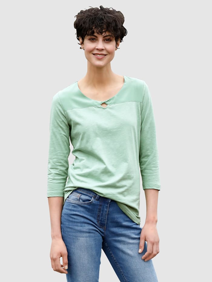 Dress In Shirt mit schönem Ausschnitt, Salbeigrün