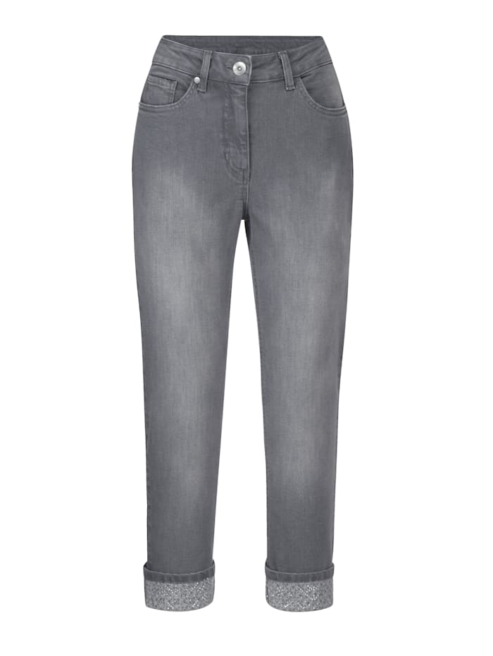 MONA 7/8-Jeans mit fixiertem Umschlag, Grau