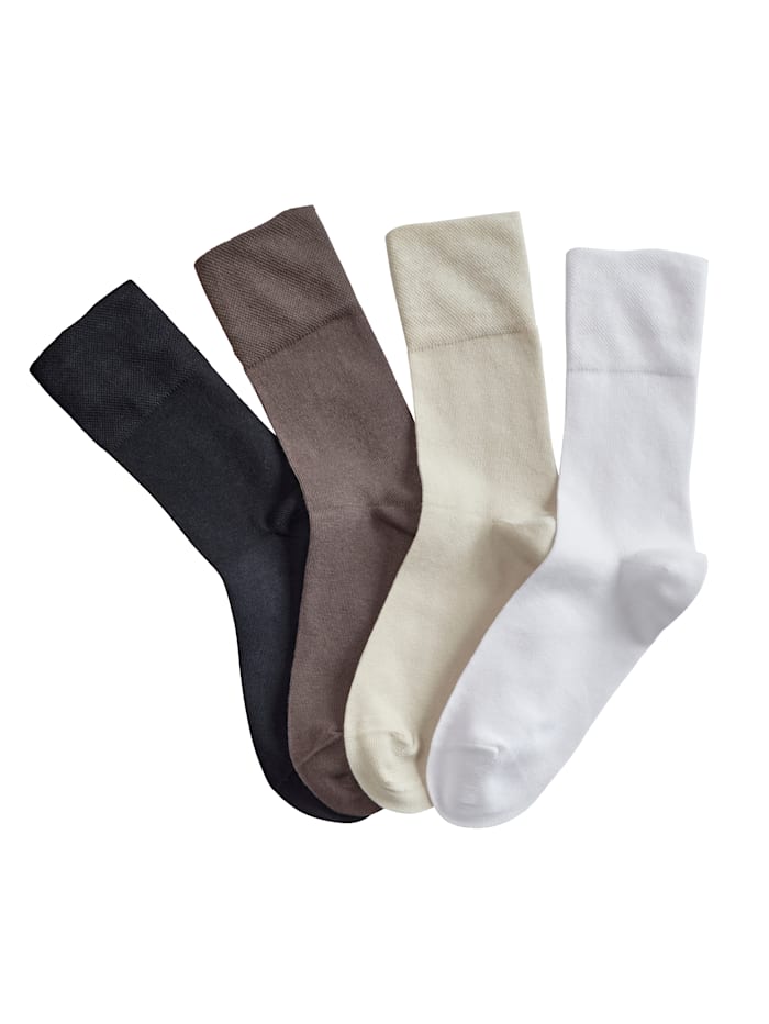 Blue Moon Ponožky s komfortní gumičkou ideální pro diabetiky, Bílá/Hnědá/Černá/Béžová