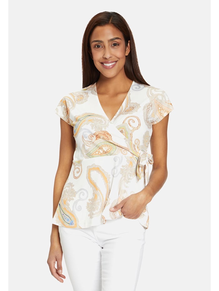 Betty Barclay Printshirt mit Schleifenknoten, White/Camel