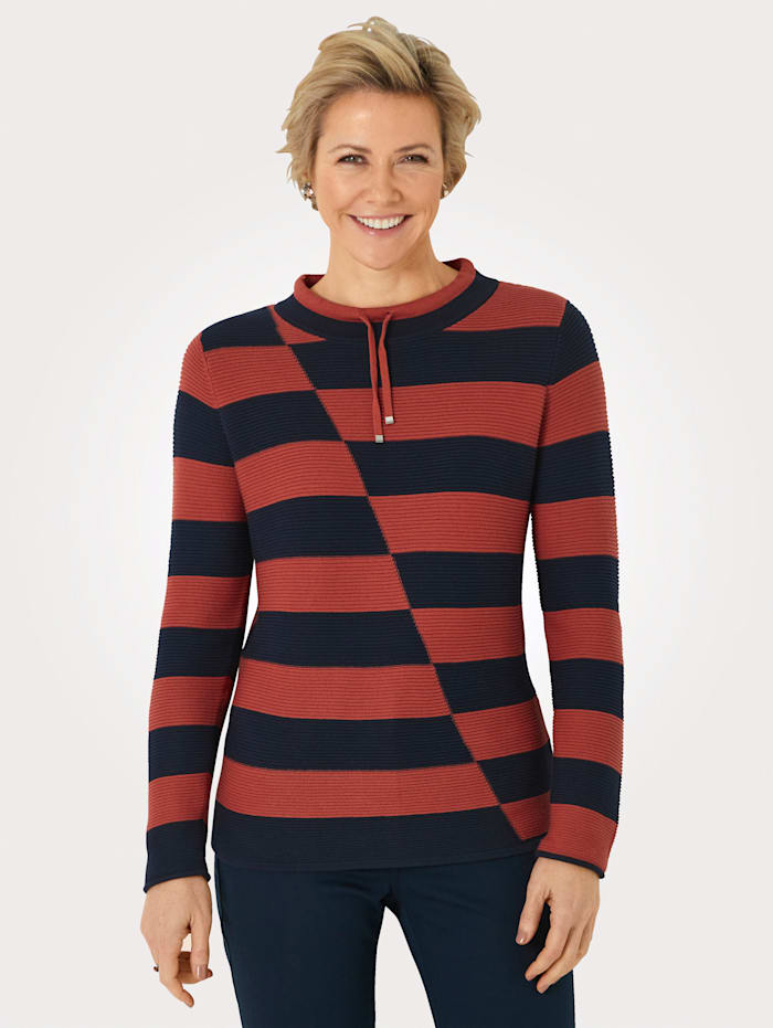 MONA Jumper made from pure Pima cotton, Terracotta/Navy