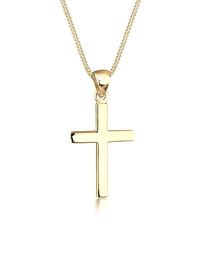 Elli Halskette Kreuz Symbol Kommunion Konfirmation 925 Silber, Gold