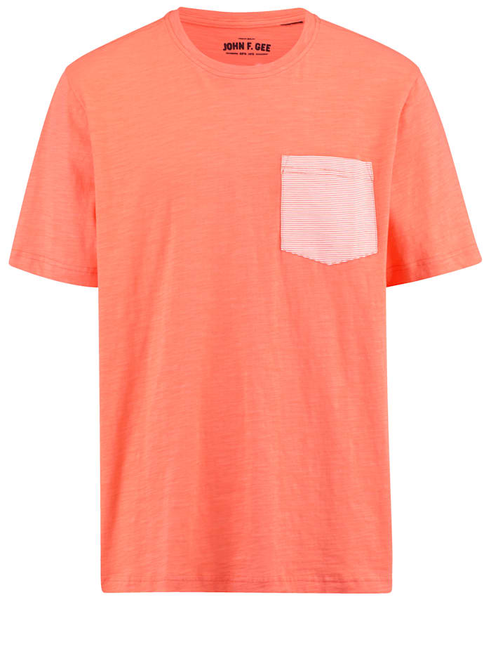 John F. Gee T-Shirt aus reiner Baumwolle, Koralle