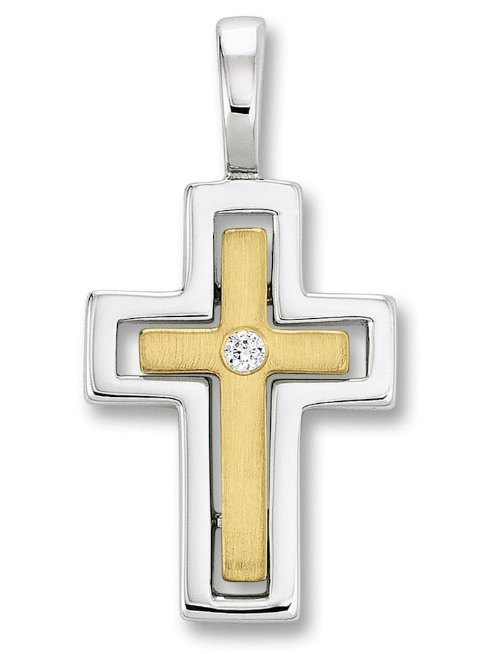 One Element Kreuz Anhänger Kreuz aus 925 Silber und Zirkonia, silber