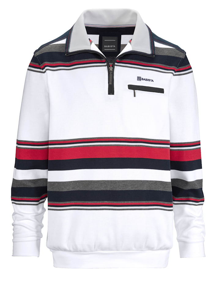 BABISTA Sweatshirt mit garngefärbtem Streifendessin, Weiß/Rot/Blau