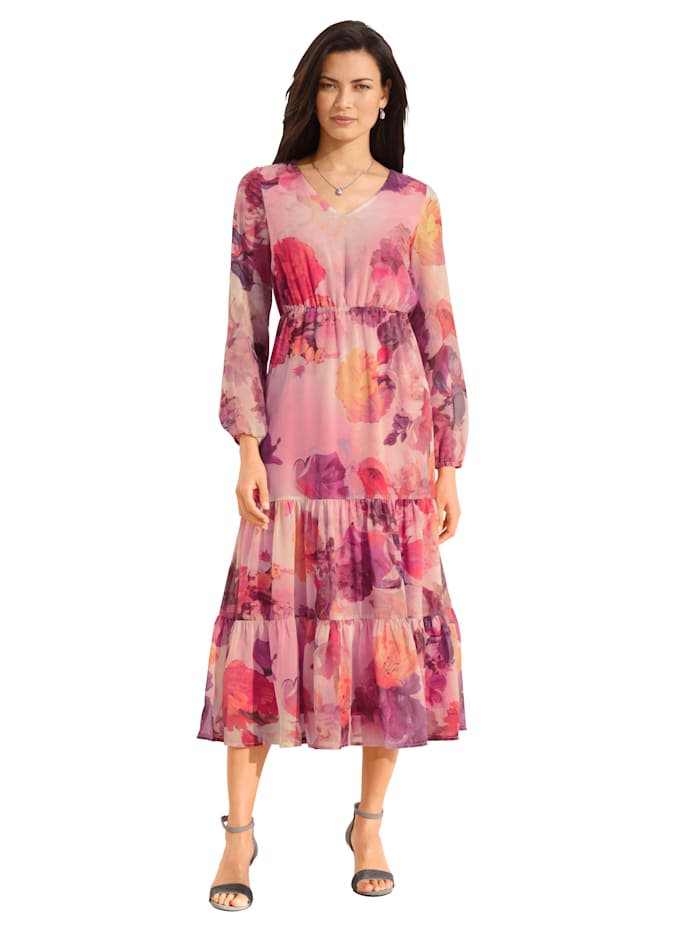 AMY VERMONT Kleid mit floralem Muster, Rosé/Off-white/Orange